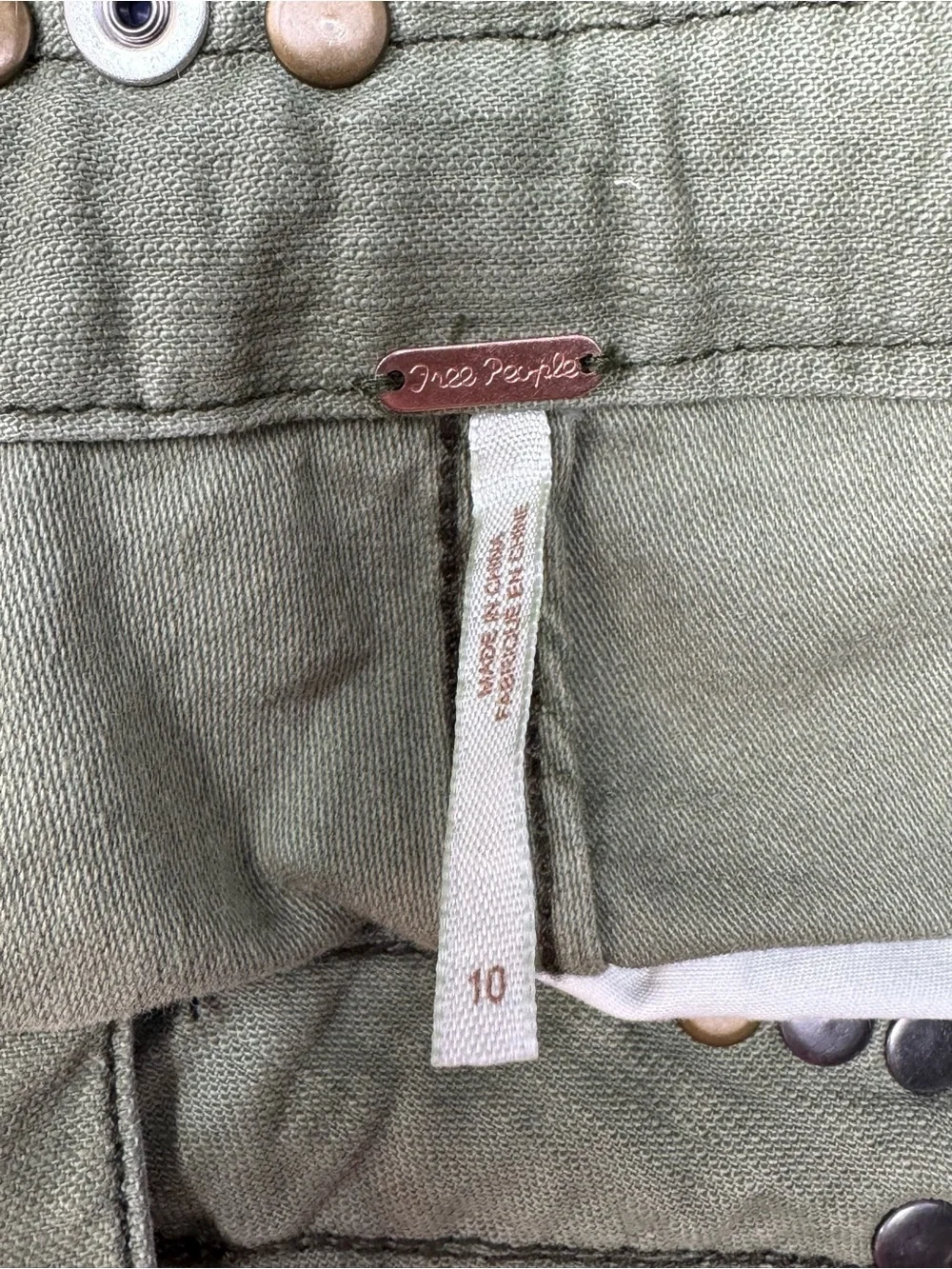 Free People Olive Green Cropped Cargo Pants